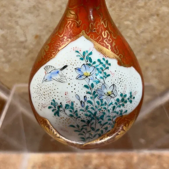 Kitsugi 5” Vase Japanese Kutani Victorian Style